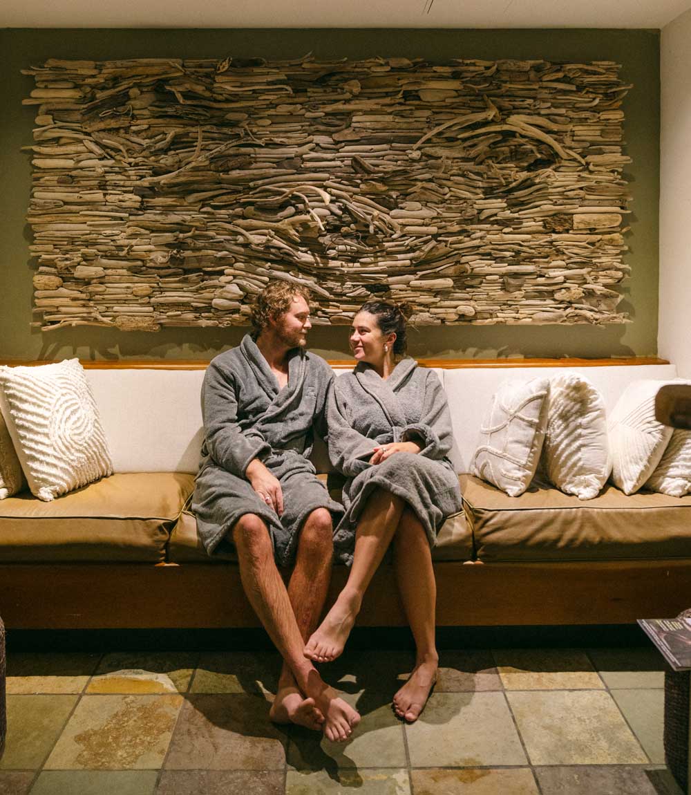 Couple in robes at the spa